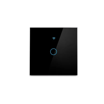 Întrerupător smart WiFi + RF433, touch, 1 canal, cu nul, sticlă neagră – Tuya / Smart Life, Alexa & Google Home
