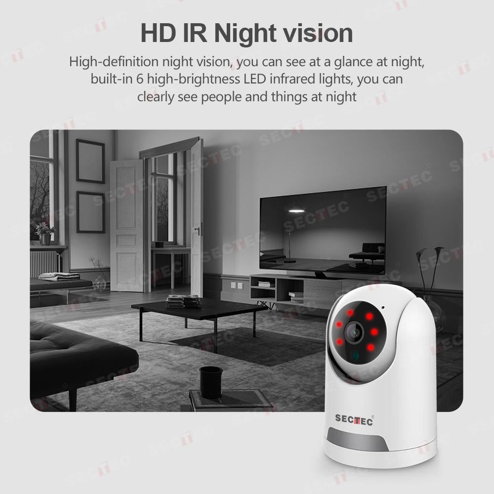 Camera supraveghere interior IP WIFI fullHD 2048*1536P 3 mp comunicare bidirectionala, functie de auto urmarire subiect, night vision, aplicatie telefon