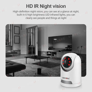 Camera supraveghere interior IP WIFI fullHD 2048*1536P 3 mp comunicare bidirectionala, functie de auto urmarire subiect, night vision, aplicatie telefon