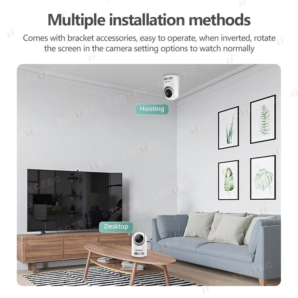 Camera supraveghere interior IP WIFI fullHD 2048*1536P 3 mp comunicare bidirectionala, functie de auto urmarire subiect, night vision, aplicatie telefon