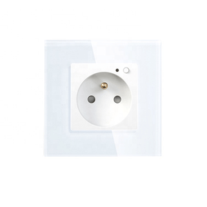 Priza inteligenta alba WiFi, 16A, incastrata, panou sticla, Smart Life/Tuya APP