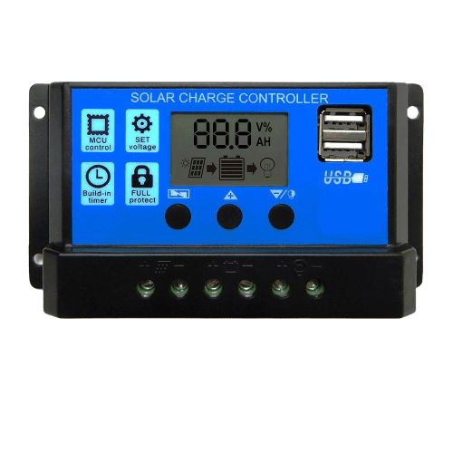 Controler 30A Regulator Solar PWM 12V 24V pentru Panou Fotovoltaic de maxim 720W(24V) cu 2 mufe USB