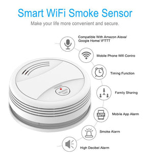 Senzor inteligent de fum, WiFi, cu baterie 9v, compatibil cu aplicatiile Tuya si SmartLife