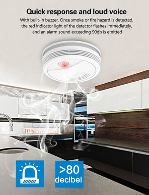Senzor inteligent de fum, WiFi, cu baterie 9v, compatibil cu aplicatiile Tuya si SmartLife