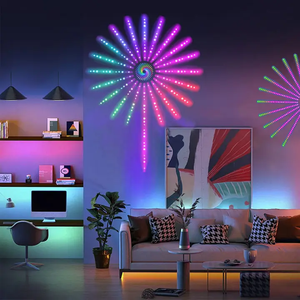 Instalatie artificii LED Smart, RGBIC, muzica, telecomanda si control din smartphone, multicolor