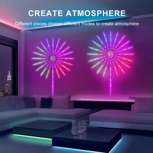 Instalatie artificii LED Smart, RGBIC, muzica, telecomanda si control din smartphone, multicolor