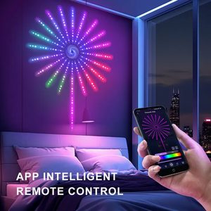 Instalatie artificii LED Smart, RGBIC, muzica, telecomanda si control din smartphone, multicolor