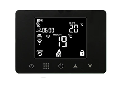 Termostat negru smart+RF pentru centrale termice gaz controlat prin RF si Internet compatibil Alexa si Google Home