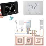 Termostat negru smart+RF pentru centrale termice gaz controlat prin RF si Internet compatibil Alexa si Google Home