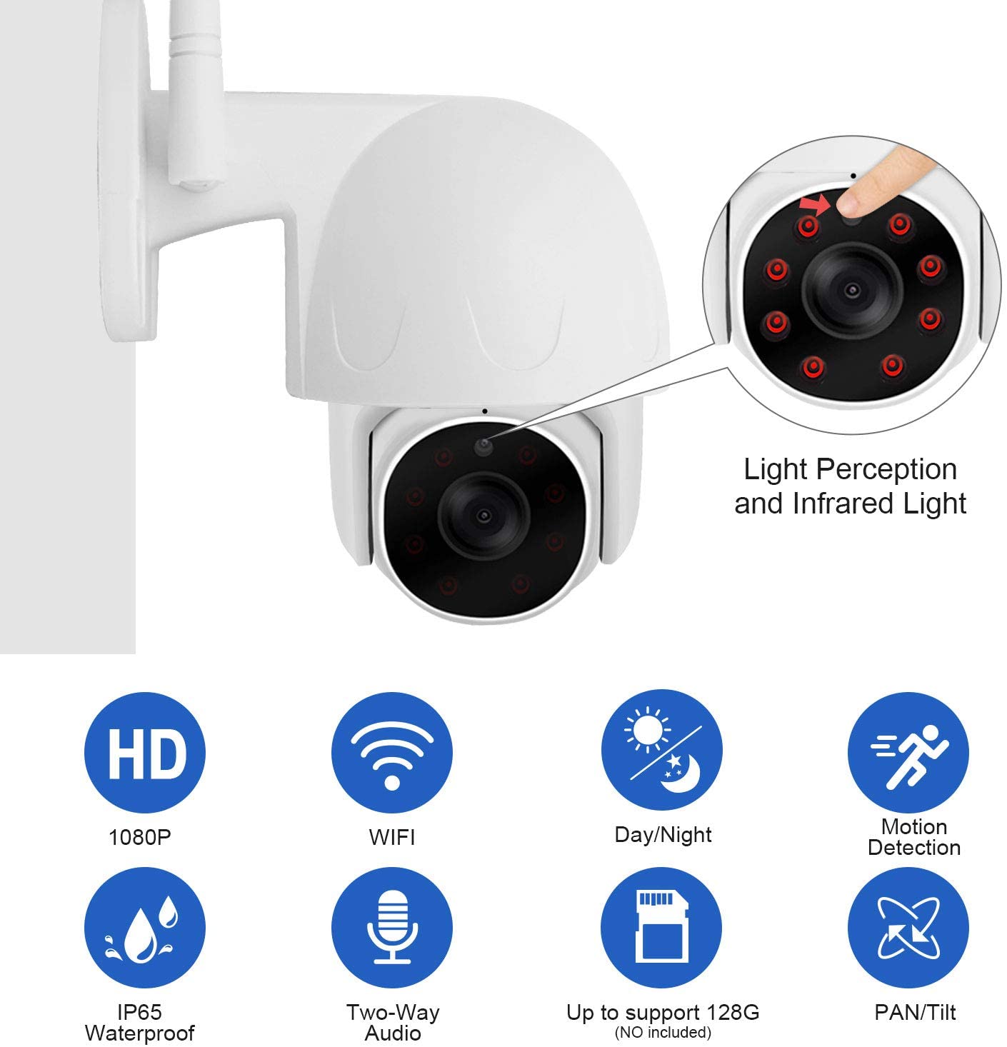 Camera supraveghere rotativă de exterior IP WIFI fullHD 1920*1080P 2 mp comunicare bidirectionala, functie de auto urmarire subiect, night vision, aplicatie telefon