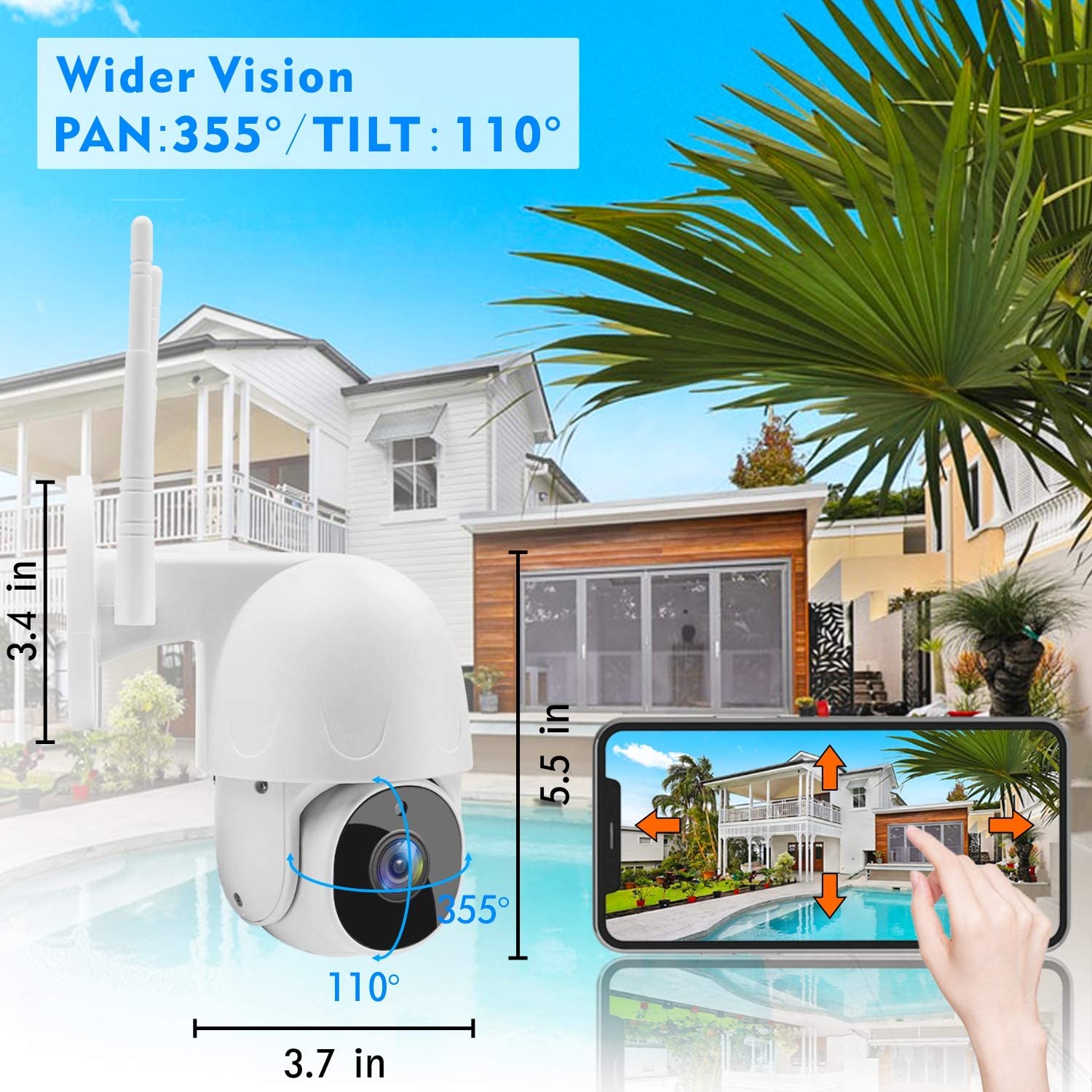 Camera supraveghere rotativă de exterior IP WIFI fullHD 1920*1080P 2 mp comunicare bidirectionala, functie de auto urmarire subiect, night vision, aplicatie telefon