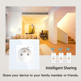 Priza inteligenta alba WiFi, 16A, incastrata, panou sticla, Smart Life/Tuya APP