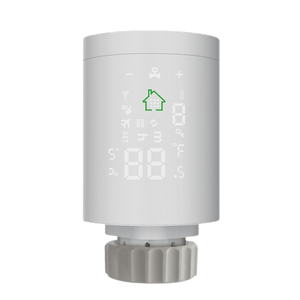 Robinet termostat smart WiFi pentru radiatoare, comenzi touch, conectivitate prin hub Zigbee cu aplicatie Tuya, compatibilitate Amazon Alexa sau Google Home