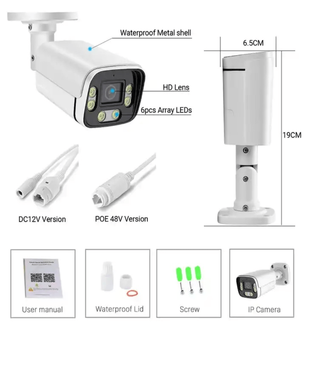 Camera supraveghere 8MP, lentila fixa 2.8mm SONY, detectie miscare, filtru uman, carcasa metalica, WIFI dual band