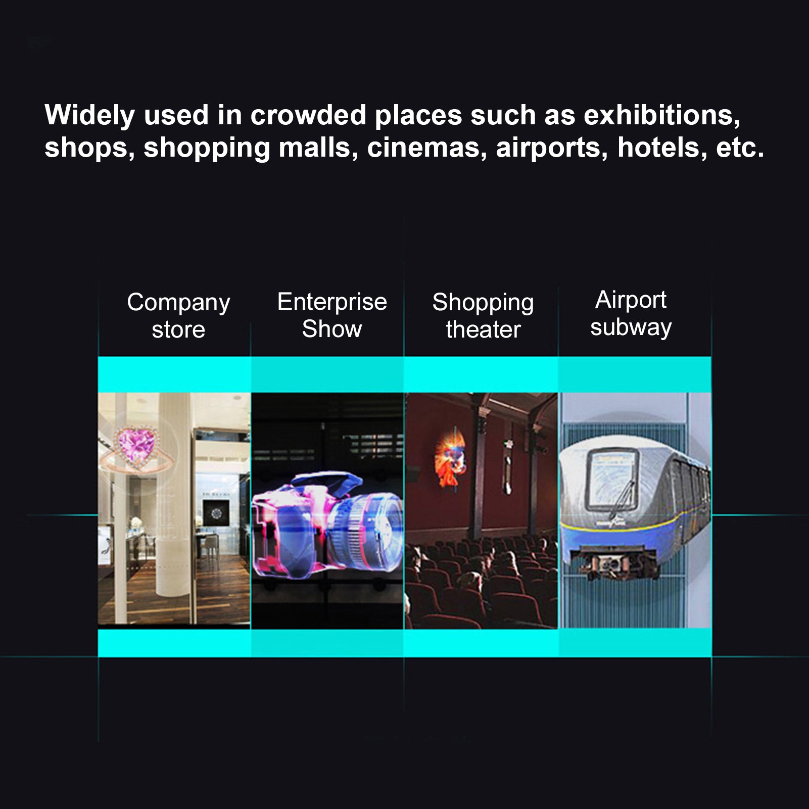 Proiector Holografic 3D LED Fan G552‑52 – 52 cm, 4 lame, 2000×552, Control Wi‑Fi Local