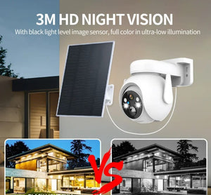 Cameră de Supraveghere Solară 4G, 3MP, cu Panou Solar 7.5W, Acumulator 7800mAh, Full-Color Noapte