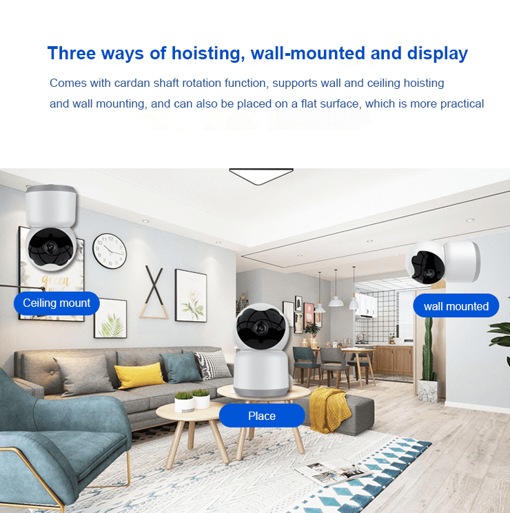 Camera supraveghere interior WIFI -3MP fullHD 1920*1080P comunicare bidirectionala, functie de auto urmarire subiect, night vision, aplicatie telefon