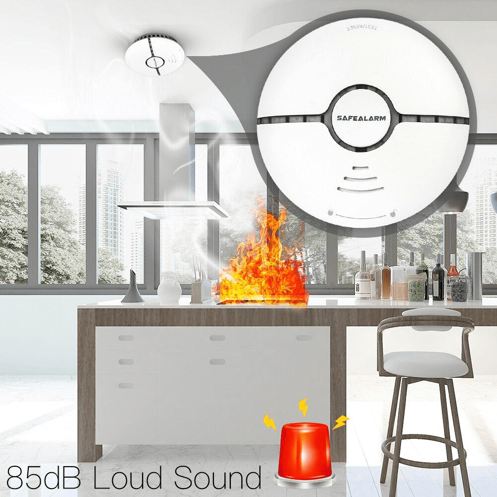 Senzor inteligent de fum, WiFi, cu baterie, compatibil cu aplicatiile TuyaSmart si SmartLife