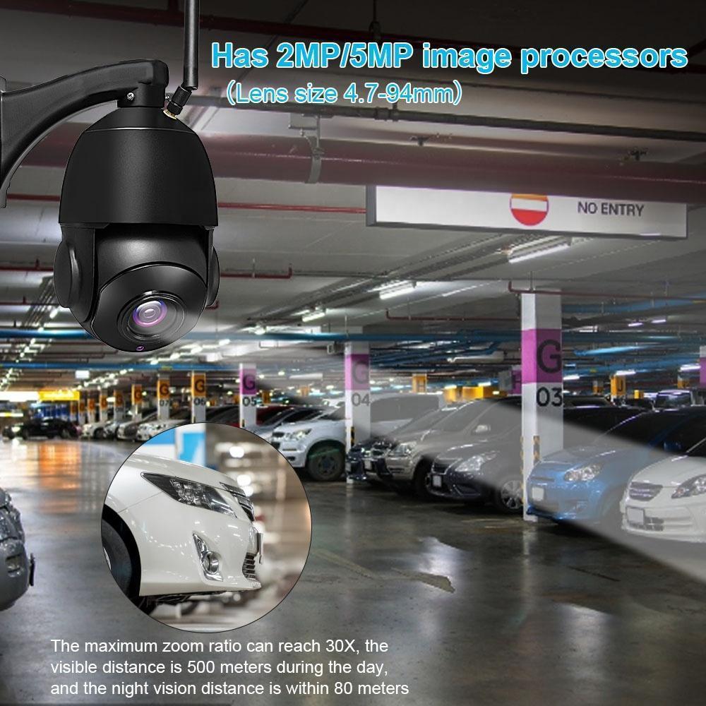 Cameră de Supraveghere Profesională Rotativă Exterior WiFi, 30X Zoom Optic, 8MP, Funcție de Auto-Urmarire, Night Vision 80m, Comunicare Bidirecțională, Aplicație Telefon