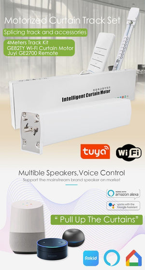 Pachet motor inteligent cu sina, lungime 0-2.2m pentru draperii/perdele controlabil prin aplicatia Smart Life/Tuya