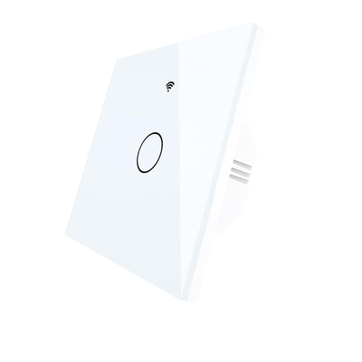 Întrerupător smart WiFi + RF433, touch, 1 canal, cu nul, sticlă albă – Tuya / Smart Life, Alexa & Google Home