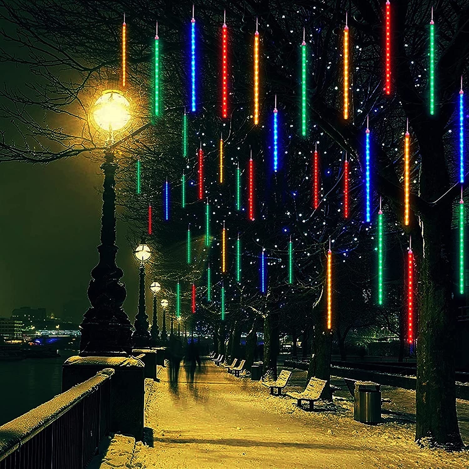 Instalație luminoasă, ploaie de meteoriți, 10 tuburi luminoase 50 cm, color