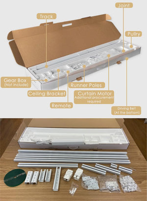 Pachet motor inteligent cu sina, lungime 3.2-4.2m pentru draperii/perdele controlabil prin aplicatia Smart Life/Tuya