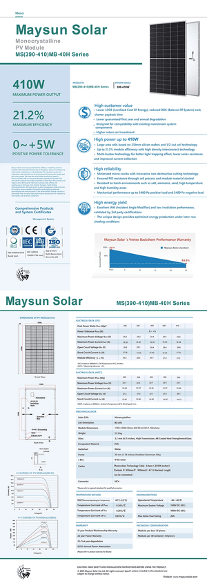 Panou fotovoltaic monocristalin 410w