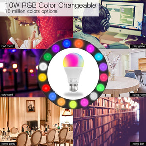 Bec LED smart 10W E27 compatibil cu Google Home si Amazon Alexa RGB+CCT