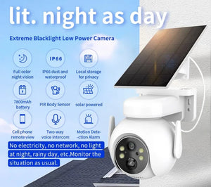 Cameră de Supraveghere Solară 4G, 3MP, cu Panou Solar 7.5W, Acumulator 7800mAh, Full-Color Noapte