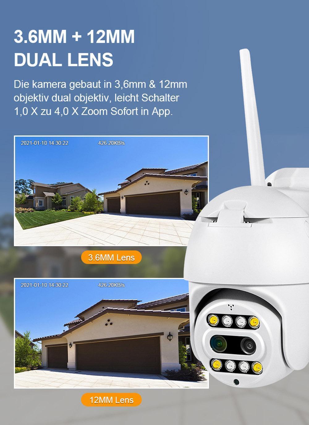 Camera supraveghere rotativă de exterior Wifi Dual Lens 10X Zoom PTZ