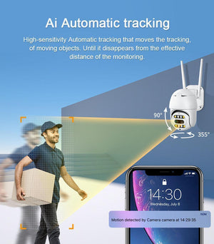 Camera supraveghere rotativă de exterior Wifi Dual Lens 10X Zoom PTZ