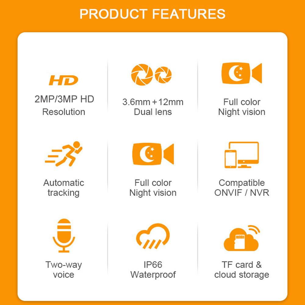 Camera supraveghere rotativă de exterior Wifi Dual Lens 10X Zoom PTZ