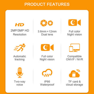 Camera supraveghere rotativă de exterior Wifi Dual Lens 10X Zoom PTZ