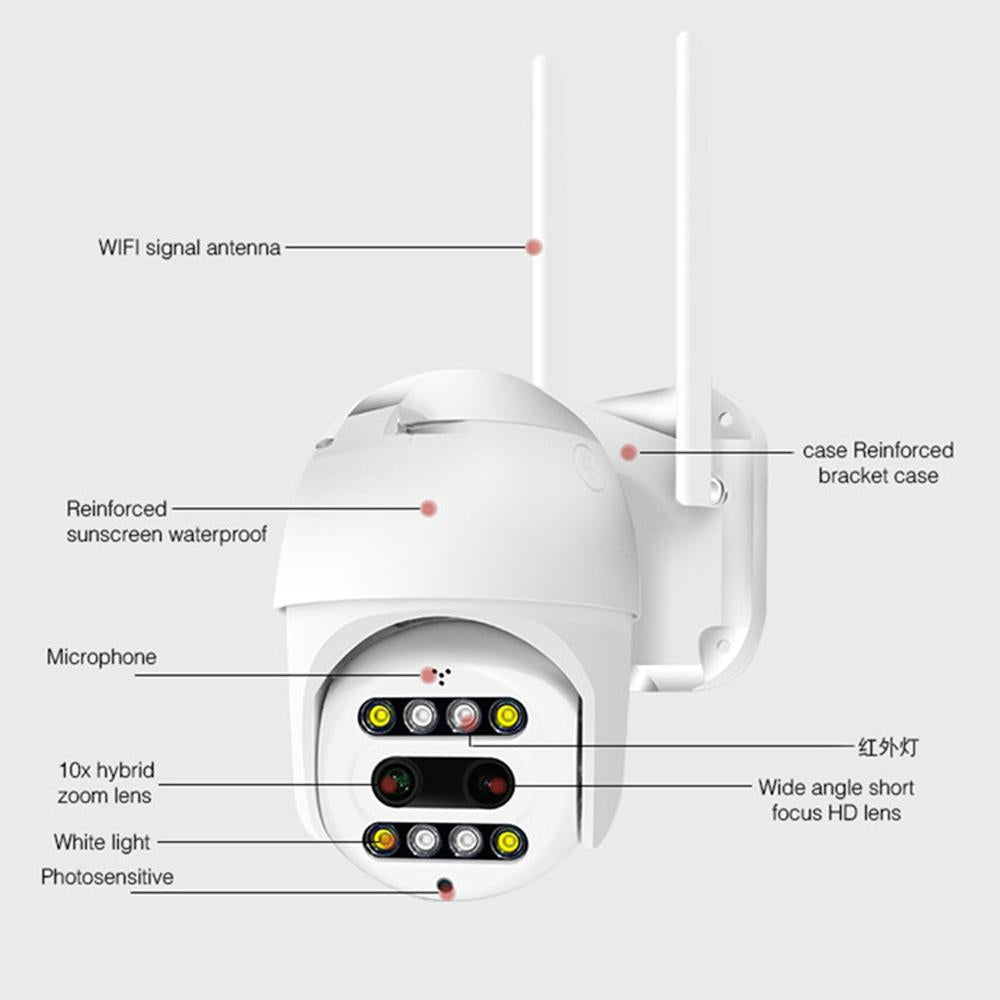 Camera supraveghere rotativă de exterior Wifi Dual Lens 10X Zoom PTZ