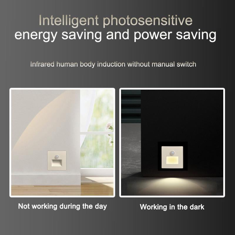 Lampă LED  3W scară/hol, neagră, senzor prezență + senzor crepuscular, lumină neutră