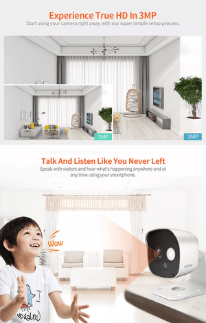 Cameră de supraveghere Wireless Sricam, SriHome, FullHD 3MP, Monitorizare Video Audio, Vedere nocturnă, Sunet bidirecțional, senzor mișcare