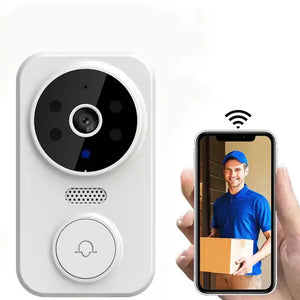 Mini Sonerie Video Wireless Tuya – Interfon 1080p, Viziune Nocturnă, Unghi 125°, Baterie Lungă Durată, Alb