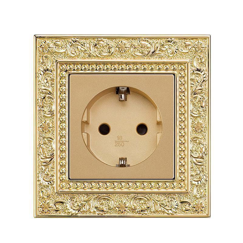 Priză schuko luxury simplă cu panou din alamă