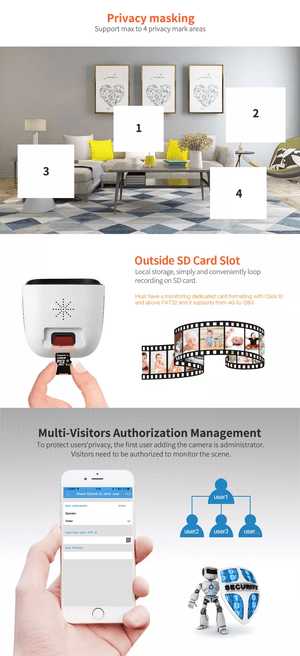 Cameră de supraveghere Wireless Sricam, SriHome, FullHD 3MP, Monitorizare Video Audio, Vedere nocturnă, Sunet bidirecțional, senzor mișcare