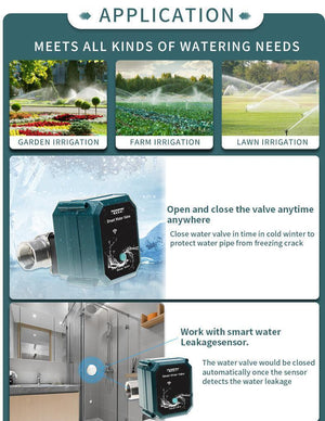 Robinet inteligent, Actuator Smart pentru flux de apa, WiFi, controlabil de la distanta, control prin aplicatie smartphone, ¾