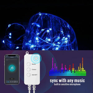 Instalație de Sărbători RGB cu Control Bluetooth prin Aplicație si telecomandă, 5m, 33 leduri