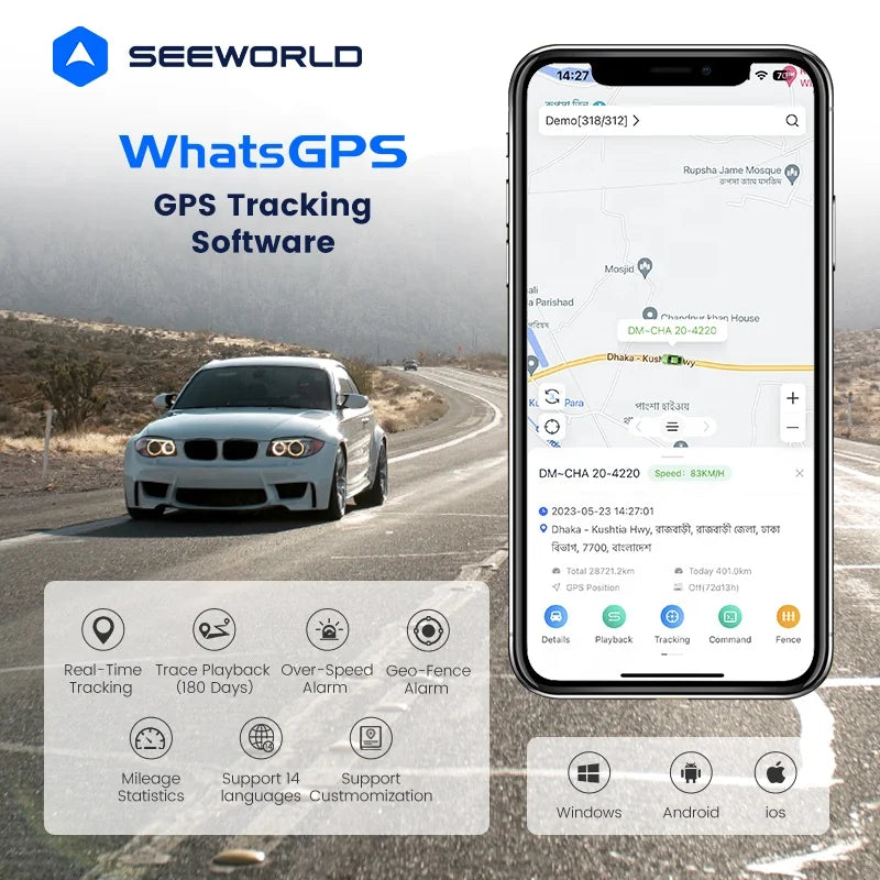 SEEWORLD R21L – GPS Tracker Auto 4G LTE cu Alarmă & Blocare Combustibil