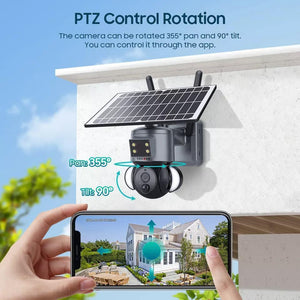 Camera 3MP 3.6mm-PTZ  cu panou Solar 6wati, 4G,SD Card, Audio, 3 acumulatori