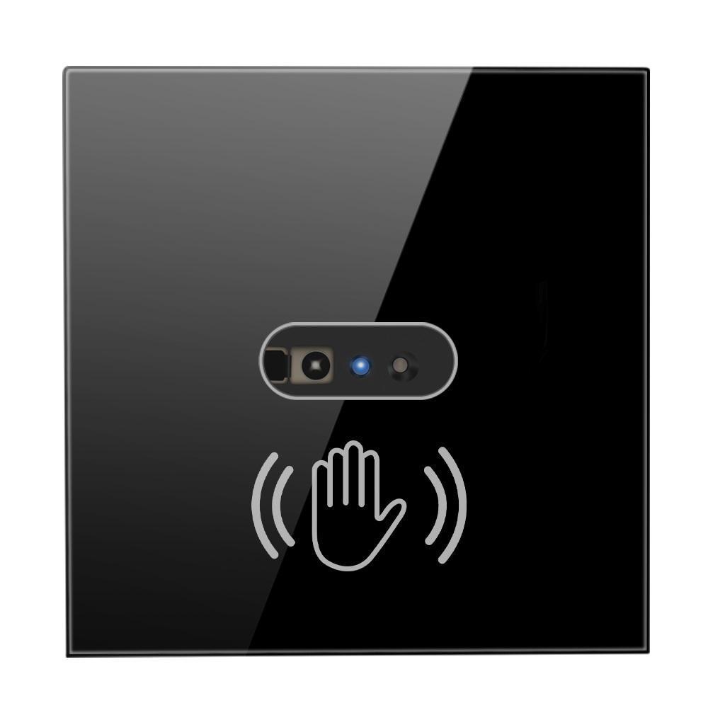 Întrerupător simplu cu IR (fără atingere), panou din sticlă, negru