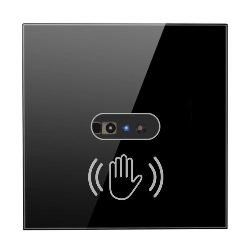 Întrerupător simplu cu IR (fără atingere), panou din sticlă, negru