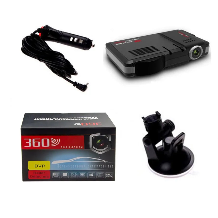 Dispozitiv auto inteligent 2-în-1: cameră DVR Full HD + detector radar 360°. Înregistrează călătoriile și te avertizează din timp asupra radarelor – totul într-un singur gadget compact și ușor de montat.
