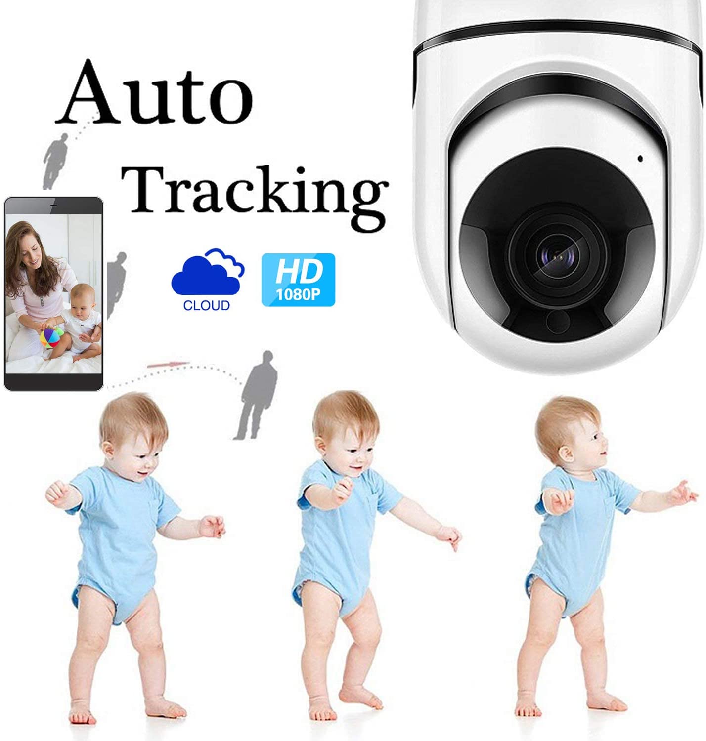 Camera supraveghere interior IP WIFI fullHD 1920*1080P 2 mp comunicare bidirectionala, functie de auto urmarire subiect, night vision, aplicatie telefon