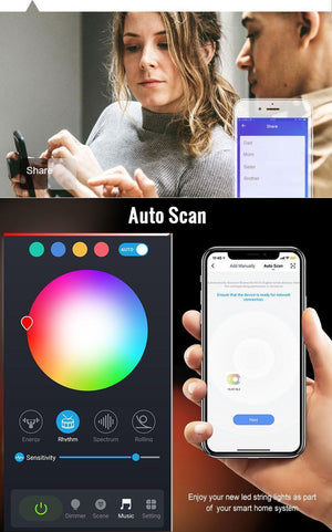 Instalație de Sărbători RGB cu Control Bluetooth prin Aplicație si telecomandă, 5m, 33 leduri