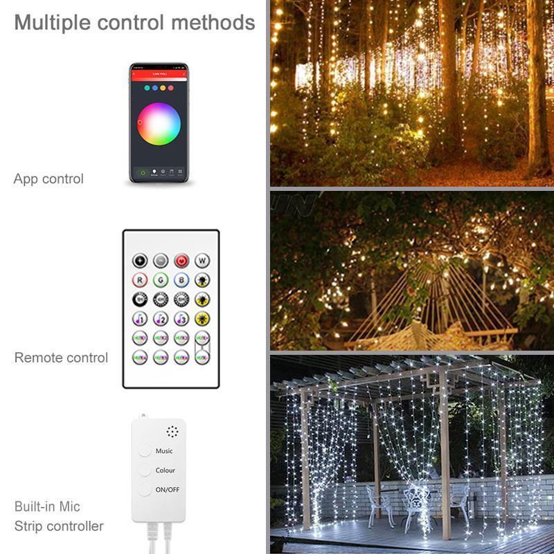 Instalație de Crăciun RGB cu Control Bluetooth prin Aplicație si telecomandă, 10m, 66 leduri